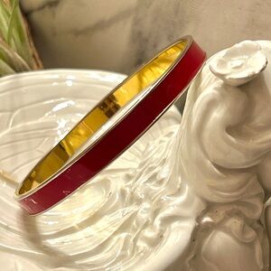 Vintage Signed Monet Red Enamel Gold Tone Bracelet